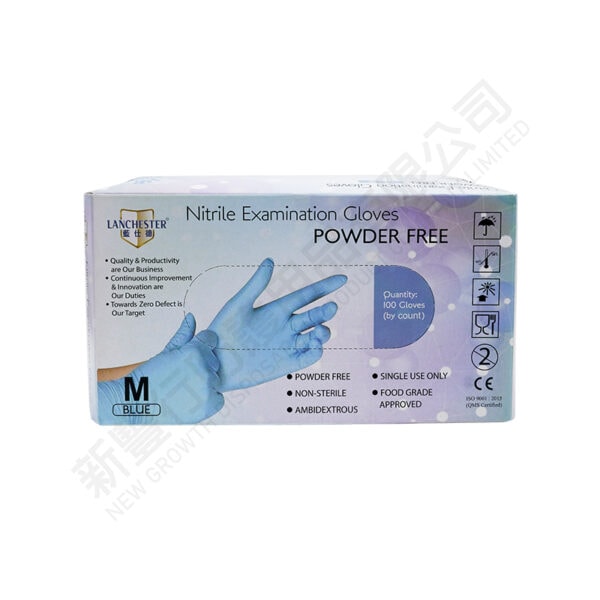 Lanchester Nitrile Examination Gloves Powder Free Blue